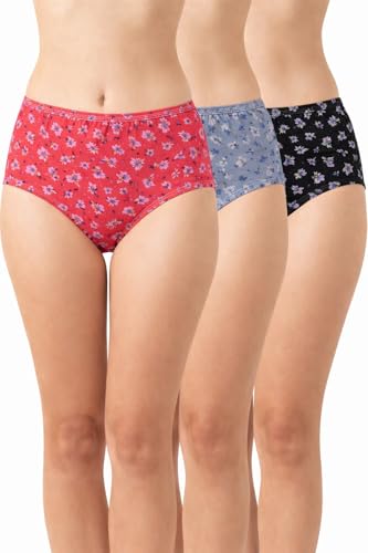 Image of Shasmi Women's High Coverage Cotton Hipster Panties | Super Combed Mid Rise Briefs | Mid Waist Printed Underwear for Women | Soft Breathable Everyday Comfort Innerwear (Pack of 3)