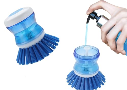 TopFinder® Soap Dispensing Palm Brush Storage Set, Kitchen Brush for Utensils Cleaning Pot Pan Scrubber Sink Cleaning- Kitchen Tool, 1 Set