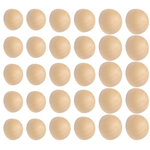 STOBAZA 300 Pièces Boules Demi-rondes en Bois Synthétique Kaki à Percer et Peindre, Fournitures pour Loisirs Créatifs, pour Cadres Photo et Décorations
