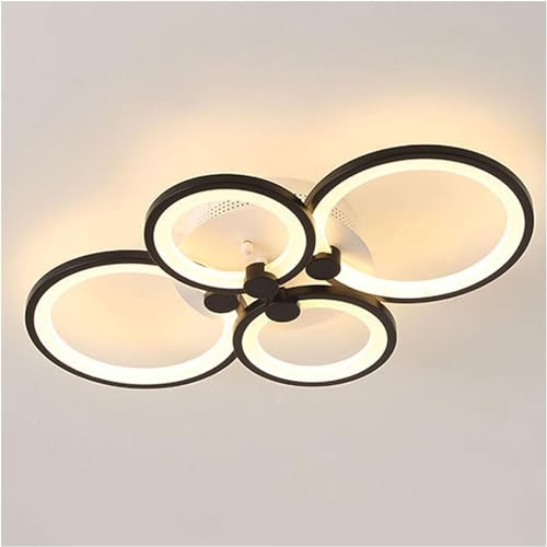 Lustre acrylique géométrique moderne avec anneaux LED suspendus