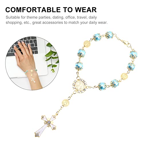 Generic-Religious-Prayer-Ball-Beads-Cross-Rosary-Bracelet-Virgin-Mary-Rosary-Prayer-Beads-Jesus-Crucifix-Cross-For-Women-Men-Blue