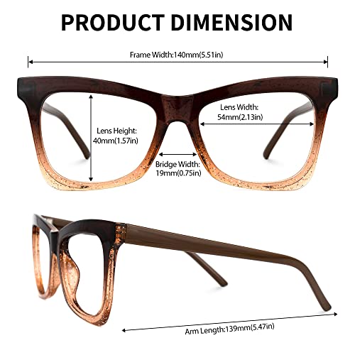 Image of Zeelool Stylish TR90 Oversized Butterfly Glasses with Non-prescription Clear Lens for Women Yaritza OT006813-03 Tawny