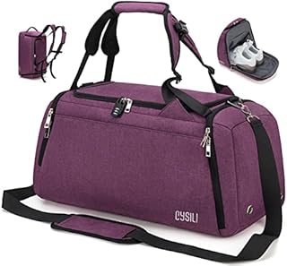 Sports Duffle Bag with Shoes Compartment and Wet Pocket, 42L Waterproof Gym Bag for Men and Women, Durable Travel Duffel Bag with Shoulder Strap and Combination Lock