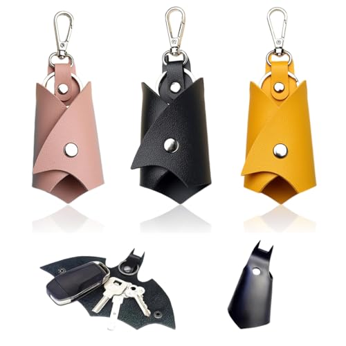 Portachiavi da Uomo e Donna con Custodia in Pelle - 3 Pezzi per Chiavi di Casa, Borsa Portatile