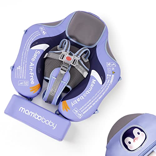 Baby Floats For Pool With Canopy Removable Upf 50+ Uv Sun Protection Canopy，Mambobaby Float Non Inflatable Upgrade Soft Waterproof Skin-Friendly Leather Material Infant Swim Float 3-24 Months #TOP2