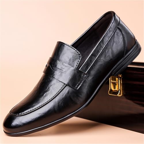 Men's Slip-On Loafers British Style Business Casual Leather Shoes Soft Sole Comfortable Trendy Dress Shoes for Men4