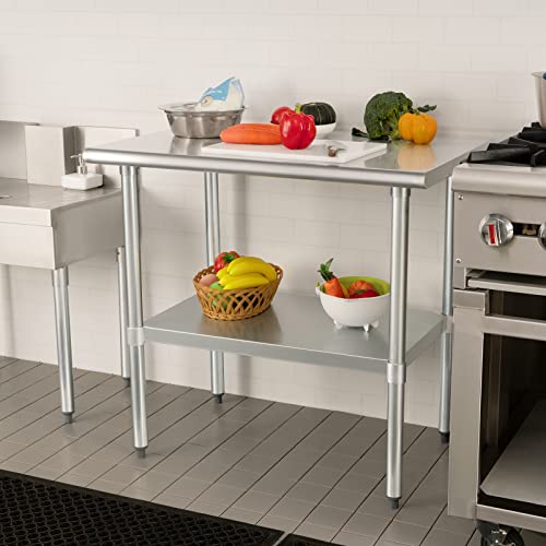 Image of HARDURA Stainless Steel Table 24X36 Inches with Undershelf and Galvanized Legs NSF Heavy Duty Commercial Prep Work Table for Restaurant Kitchen Home and Hotel