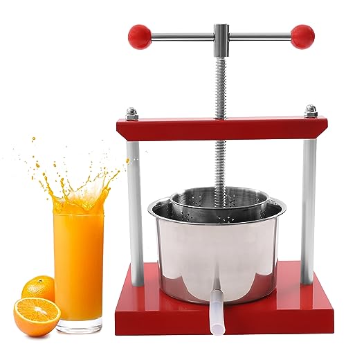 Cheese Tincture Herb Fruit Wine Manual Press - 0.8 Gallon/3L Stainless Steel Barrels Press Machine for Juice, Vegetable,Wine,Olive Oil