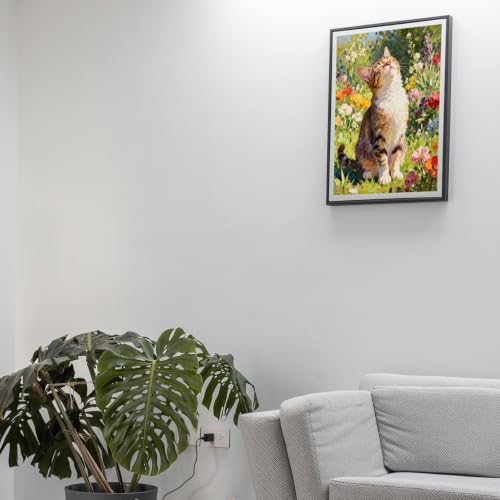 Image of Cat Stamped Cross Stitch Kits for Adult Beginners,DIY Cat and Flower Needlepoint Counted Cross Stitch Kits for Adults,11 CT Patterns Dimensions Counted Cross Stitch Kits for Home Decor 12x16 Inch.