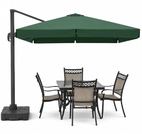 Image of Invezo Outdoor Garden Patio Umbrella (360 degree rotating feature with Base) 8.2 x 8.2 sq ft Terrace /Balcony /Lawn Heavy Duty Shed (White)