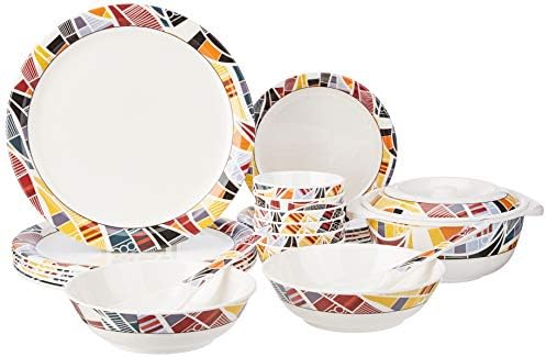 Amazon Brand - Solimo Melamine Dinnerware Set (23 pieces), White