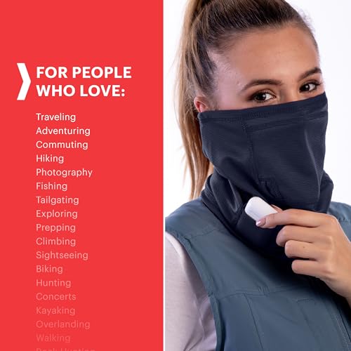 SCOTTeMASK Neck Gaiter Face Mask - 3 Hidden Pockets - Lightweight Bandana - Travel Essentials for Skiing & More3