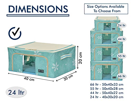 Image of Yellow Weaves Foldable Cloth Storage Box /Wardrobe Organizer, 24 LTR, 2 pieces, Blue, Polyester