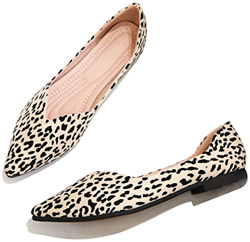 INEELUYI Leopard Print Flats Shoes for Women Pointed Toe Slip On Flat Ballet Shoes Dress Shoes4