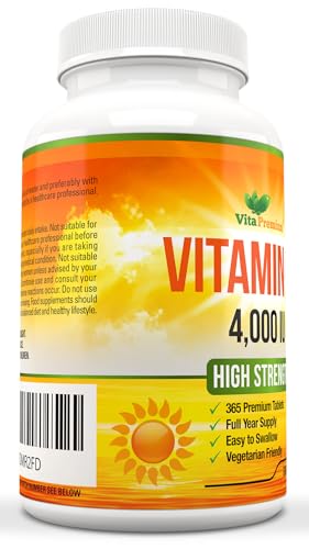 Vitamin D 4,000 IU Tablets, Maximum Strength Vitamin D3 Supplement, 365 Easy to Swallow Tablets - Full Year Supply - Image 5