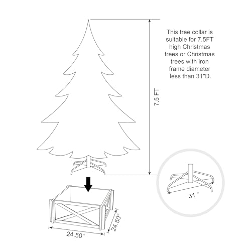Collier de sapin de Noël en bois Glitzhome cache-pied blanc 62cm