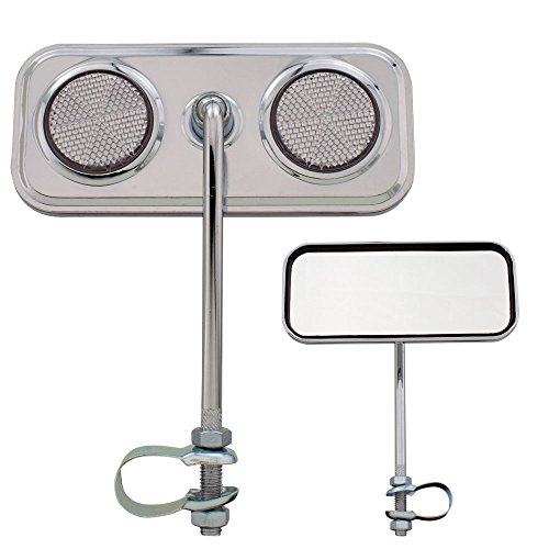 Rectangle Bicycle Mirror Chrome. White Reflectors