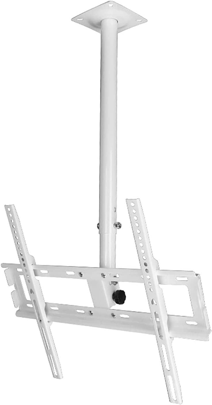 Adjustable Universal Ceiling TV Stand Mount Bracket with Shelf Supports 32" 55" LED TVs up to 77lbs HeightAdjustable Pole Stylish White Design