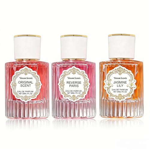 Venom Scents 3PCS Pheromones for Women Jasmine Lily & Peony Long-Lasting Floral Perfume Collection 3 Fl oz