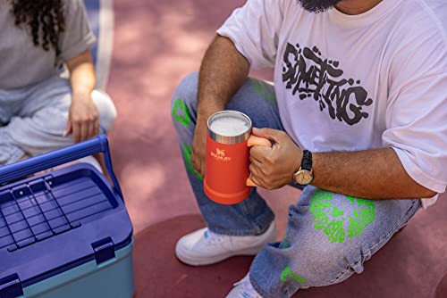 Image of STANLEY Stay-Chill Beer Stein 24 oz | Heavy Duty Big Grip Handle | Beer Tumbler Drink Cup, Holds 2 Cans | Insulated Stainless Steel Party Mug | BPA-Free | Tigerlily