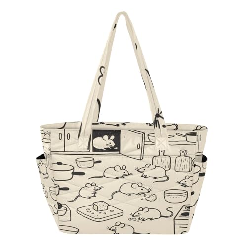 decor gift Divertida bolsa de mano beige para mujer, bolsa de hombro para gimnasio y uso diario, forro antiarañazos acolchado