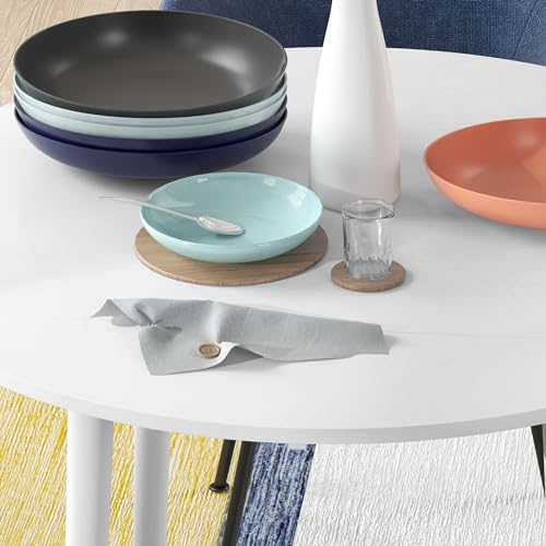 HOMCOM Folding Dining Table for 4, Round Drop Leaf Table, Modern Space Saving Small Kitchen Table with Wood Legs for Dining Room, White - Image 8