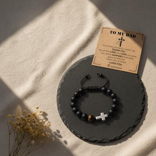 Pulsera cristiana para hombre con cuentas religiosas miniatura 2