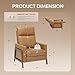 COLAMY Push Back Recliner Chair, Upholstered Leather Recliner with Footrest 118-150 Degree Adjustable, Comfy Modern Wingback Recliner for Living Room, Bedroom,Small Spaces,Camel
