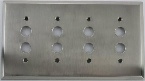 Satin Nickel 4 Gang Push Button Switch Wall Plate