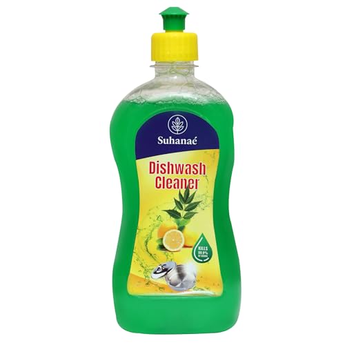 Image of Suhanaé Dishwash Cleaner | Grease Cleaner for Utensils | Neem & Lime Liquid Kitchen Soap | Tough on Grease, Gentle on Hands | No Residue | Long-Lasting Foam | 500ml Pack of 1