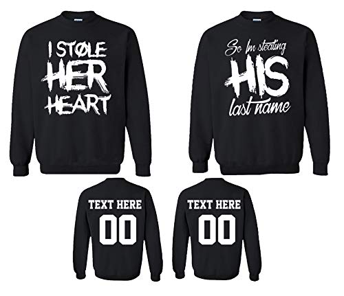 CRAZYDAISYWORLD I Stole Her Heart Customized Text Name Design Couple Hoodie, Crewneck Sweatshirt, Tshirt, Tank top