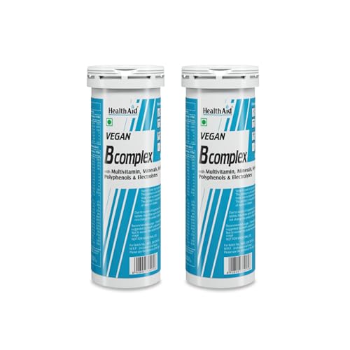 Image of Health Aid Vegan B Complex - 20 Effervescent Tablets | Multivitamin, Minerals, Herbal Blend, Polyphenols & Electrolytes
