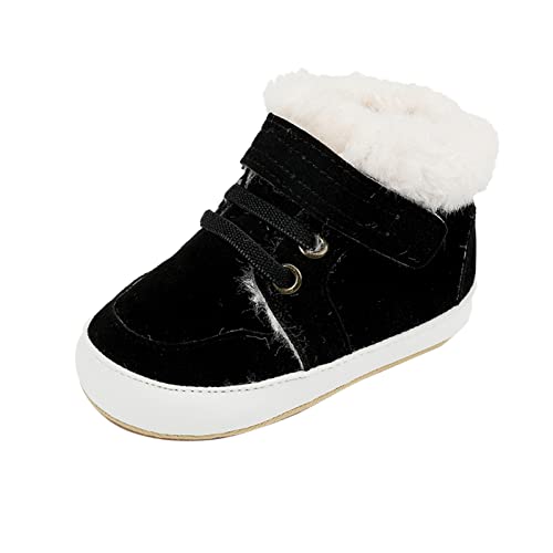 Baby Boy Shoes Infant Babys Fashion Autumn Winter Boys High Top Cotton Shoes Toddler Shoes (Black, 0 Months)
