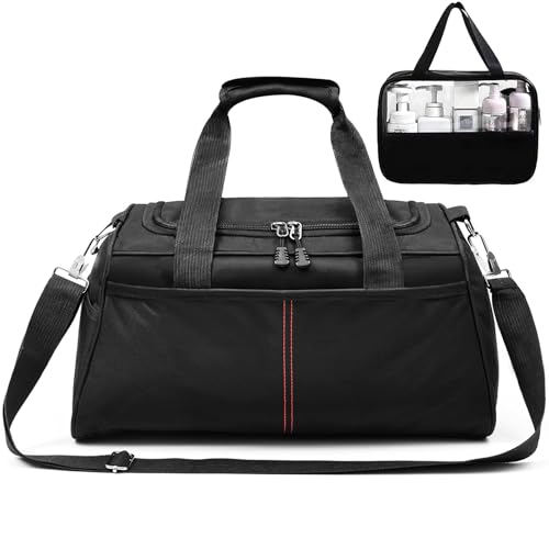 QiYiCAT Borsa da viaggio Ryanair 40x20x25, pieghevole con tasca rimovibile bagnata, Modello nero/C + 1 borsa culturale