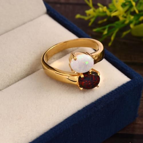 9x7 mm Lab Grown Fire Opal Gemstone Engagement Rings Oval Shape white & Black Opal Stone October Birthstone 925 Sterling Gold Plated Band Ring Promise, Anniversary Gift for Her4