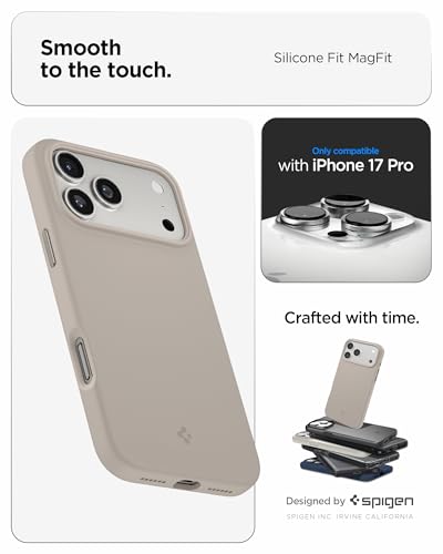 Image of Spigen Silicone Fit MagFit Back Cover Case Compatible with iPhone 17 Pro (Silicone | Stone)