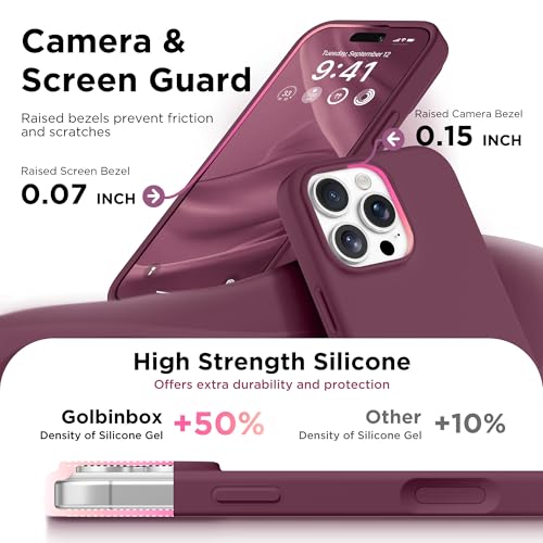 Image of GolbinBox Magnetic for iPhone 16 Pro Max Case, Silicone Cover, Wine Red