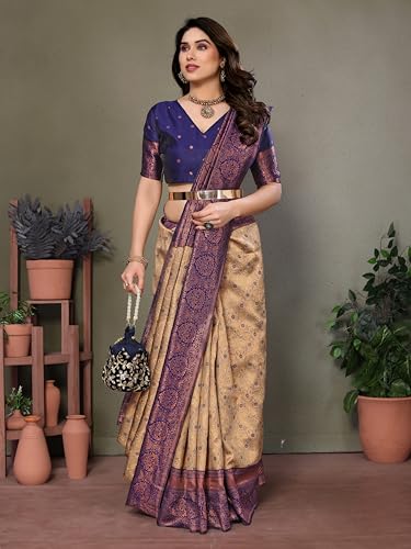Image of Women's Kanjivaram Soft Silk Banarasi Saree With Blouse Piece | Banarasi Sari For Women | Saree with Blouse piece