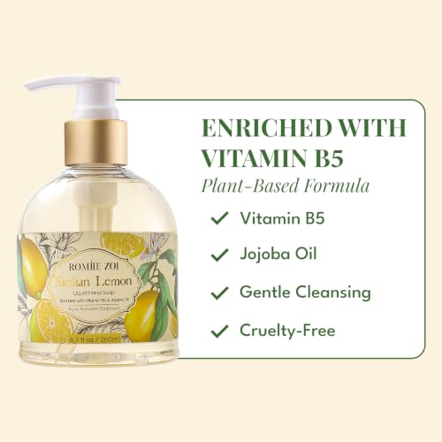 Image of ROMIIE ZOI Liquid Hand Soap, Lemon, 260ml /8.7fl.oz | With Gift Box, Gentle cleansing, nourishes skin without drying