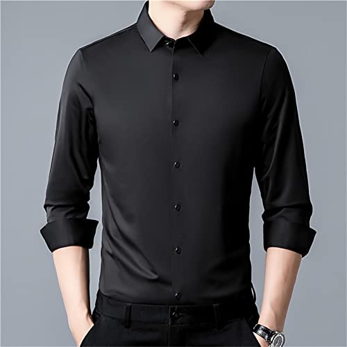 Men's Seamless Fit Long Sleeve Lapel Business Shirt Casual Button Down Dress Shirts Stylish Wrinkle-Free Shirt2