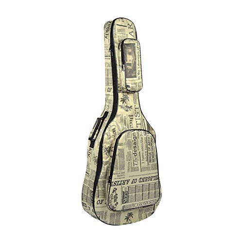 HOLEBAY-EU Housse imperméable en tissu Oxford pour guitare avec éponge de 2 cm d’épaisseur Journal - Les Beatles, Paul McCartney, John Lennon, RIngo Starr, George Harrison HOLEBAY-EU Housse imperméable en tissu Oxford pour guitare avec éponge de 2 cm d'épaisseur Journal