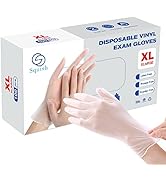 squish Disposable Gloves,Clear Vinyl Gloves Latex Free Powder-Free Glove Cleaning Health Gloves f...