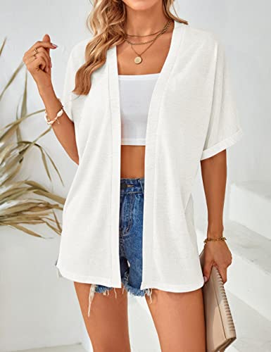 Image of MEROKEETY Women's 2026 Summer Lightweight Kimono Cardigan Short Sleeve Open Front Casual Loose Trendy Beach Cover Ups