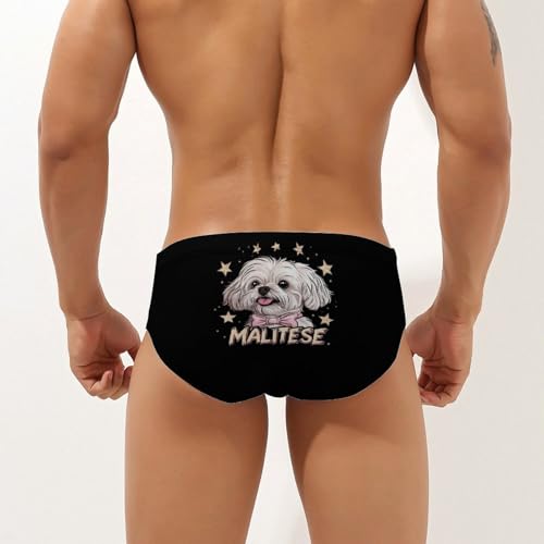 Cute Maltese Dog Men's Swimsuit Bikini Briefs Swim Underwear Stretchy Swimwear3