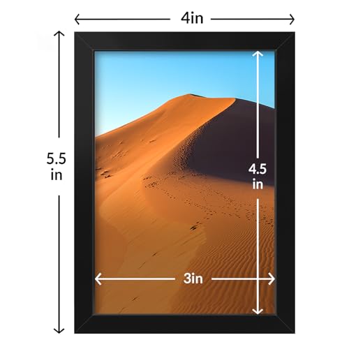 LaVie Home 3.5x5 Picture Frame for Wall Display, 3.5x5 Black Picture Frame with HD Plexiglas, 3.5 x 5 Matted Frame 1 Pack, Display Frame for Vertical or Horizontal, Classic Collection