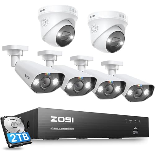 Amazon | ZOSI 500万画素 poe防犯カメラ6台セット 監視カメラpoe 屋外