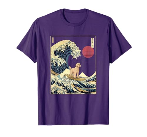Labradoodle Japanese Kanagawa Wave Funny Surf Dog T-Shirt
