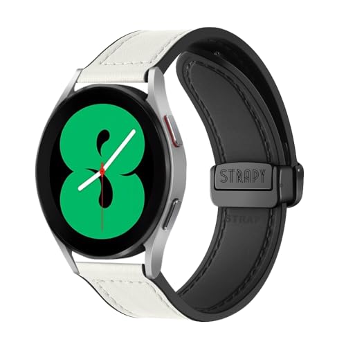 Image of 22mm Soft Genuine Leather Hybrid Watch strap Compatible with Amazfit GTR 2, GTR 47mm Smartwatch, Replacement band Magnet Buckle With Folding Straps for men women