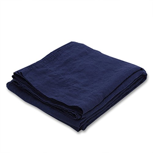 Drap plat en lin bleu marine l'authenticité d'un linge de lit doux et durable