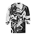 Men Printed 3 Button Blouses 3/4 Sleeve Casual Loose Henley Shirts Fashion Comfortable Crew Neck Pullover Tops